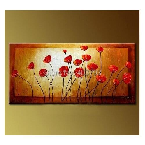 Modern abstract fashion oil painting on canvas for home decoration top grade red flower paintings free shipping