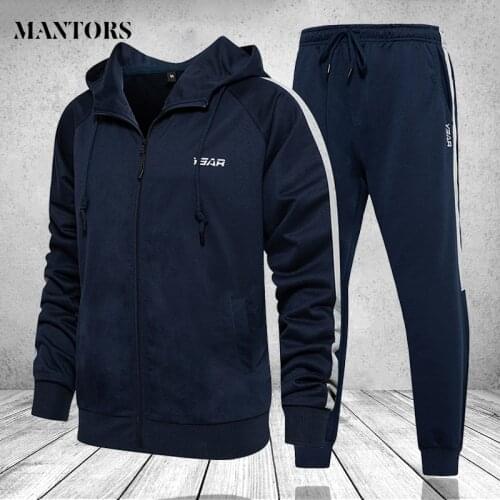 Brand Mens Sportswear Set Fashion Men Long Sleeve Sweatshirt Jackets Two Pieces Jerseys Autumn Winter Fitness Male Sweatsuit