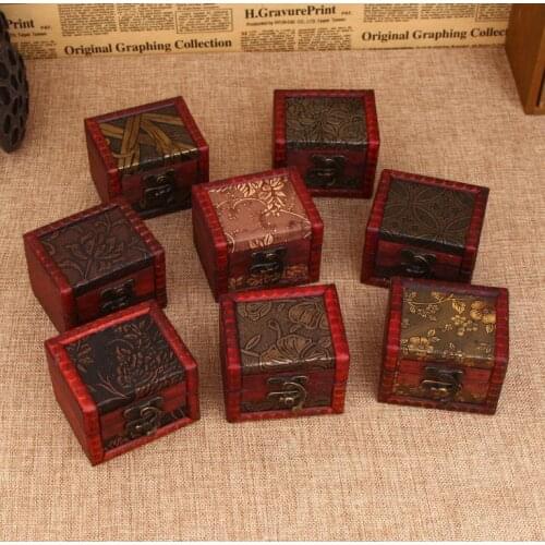 400pcs Retro Style Jewelry Treasure Chest Case Manual Wood Box Storage Boxes Flower Print Necklace Holder Best Gift SN2260