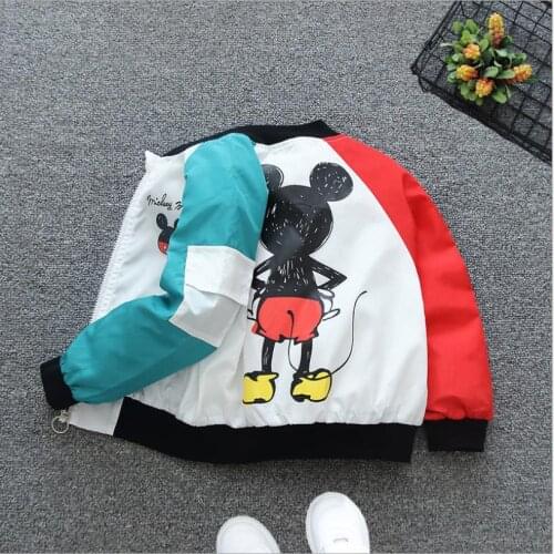Autumn Kids Clothes Mickey Mouse Teenagers Children Girls Windbreaker Casual Toddler Boys Jacket Coats Spring Outwear