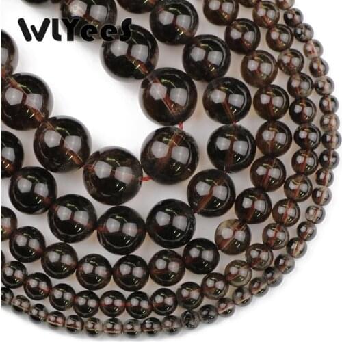 WLYeeS Natural Tea Crystal Beads Brown Ball 4 5 6 8 10 12mm Round Loose bead for Jewelry Necklace Earring Pendant Making DIY 15"