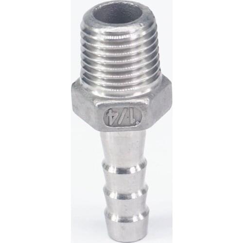 1/4" BSPT Male x 8mm Hose Barbed 304 Stainless Steel Pipe Fitting Hose tail Connector 230 PSI