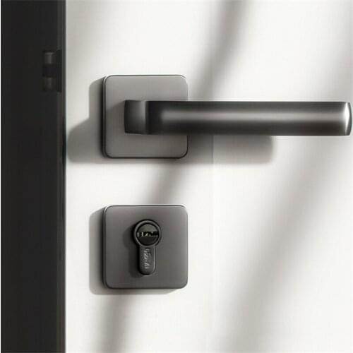 1 set Gray /zinc alloy door handle Interior / Square Bedroom door lock Split Silent door lock ,Door hardware
