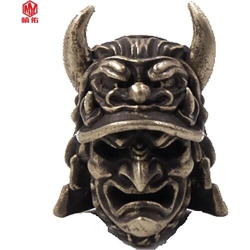 1PC EDC Paracord Beads Japanese Samurai Helmet Retro Brass White Copper Oxide Umbrella Rope Cord Lanyard Pendants Knife Beads