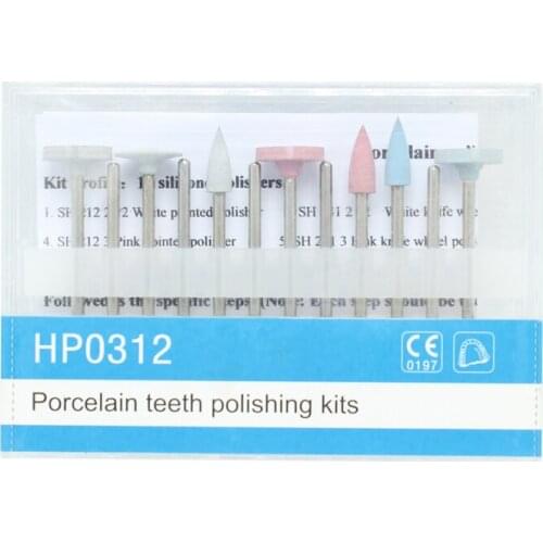 12Pcs/Set Dental Porcelain Teeth Polishing Kits HP0312 For Low Speed Handpiece Dental Lab Silicone Grinding Heads Polishers