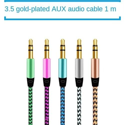 3.5mm Woven Audio Cable Metal Head 3.5mm Male to Male Cloth Audio Cable Aux Car Audio Cable