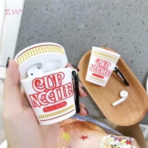 3d cup noodle instant noodle earphone case for apple airpods 1 2 3 stereoscopic silicone protection cover accessories keychain