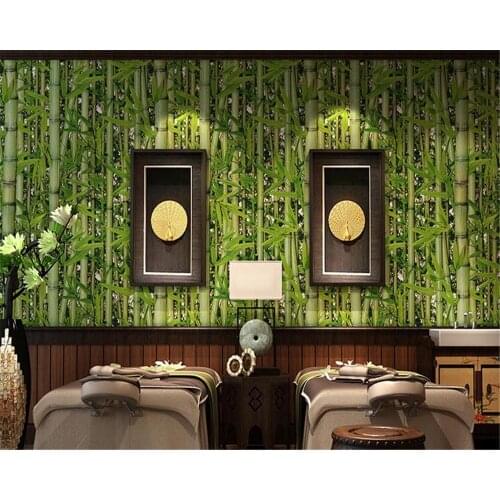 Beibehang Modern Home Decor 3D Wallpaper Bamboo Forest Green Fresh Wallpaper Living Room TV Cafe Background 3D Wallpaper mural