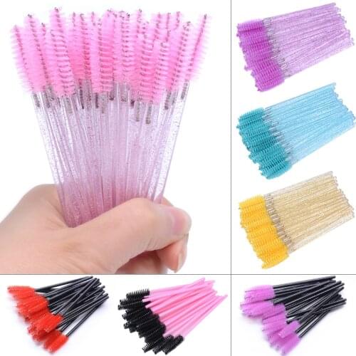 25pcs Disposable Micro Brushes Fake Eyelash Spoolie Brush Bulk Curler Eyelash Applicator Spoolers Comb Lashes Makeup Tools