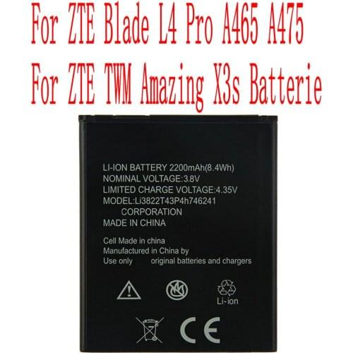 High Quality 2200mAh Li3822T43P4h746241 Battery For ZTE Blade L4 Pro A465 A475 ZTE TWM Amazing X3s Mobile Phone