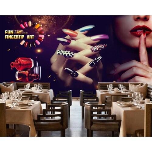 Beibehang Customize modern new personality fashion graffiti art watercolor nail polish nail shop papel de parede wallpaper