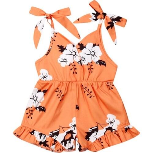 Free shipping Baby Girls clothes off shoulder strap Ruffle Cotton Romper V-neck sleeveless newborn Toddler Jumpsuit one piece