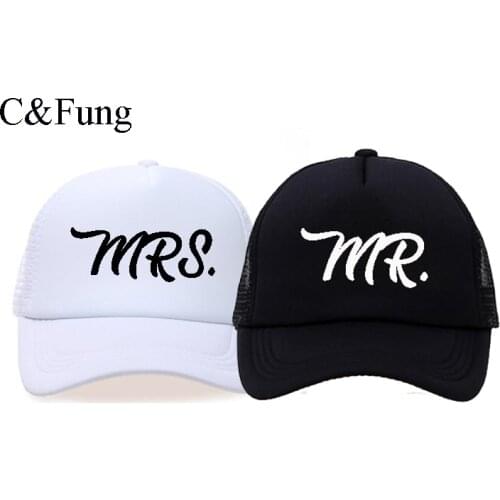C&Fung design Personalized trucker hats Mr. & Mrs. Baseball Cap bride and groom engagement gift idea honeymoon hats