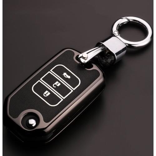 Zinc alloy Car Remote Key Case Cover For Honda 2016 2017 Pilot Accord Civic CRV CR-V HRV HR-V Fit Jazz Auto Key shell keychain