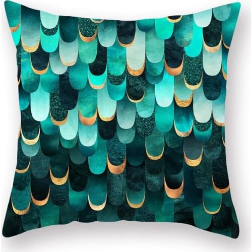 45x45cm Nordic Design Green Geometric Printing Throw Pillow Case Living Room Sofa Cushion Cover AT121