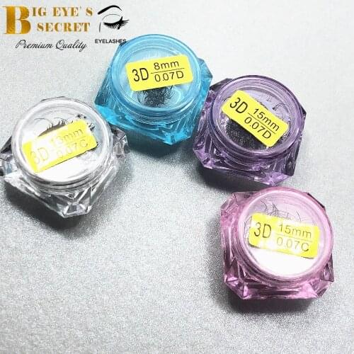3D short stem eyelash extension volume diamond case 8-15mm C/D curl 0.7/0.10mm handmade luxury professional soft free shipping