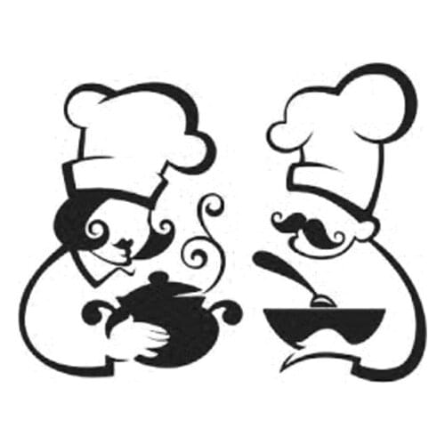 KUCADA cartoon chef man cute wall sticker for home decoration removable kitchen decal black decor WP1519