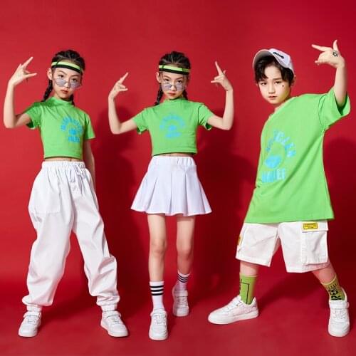 Kids Ballroom Hip Hop Street Clothing Tshirt Pants Childrens Carnival Cheerleader Outfits For Girls Boys Dance Costume Clothes