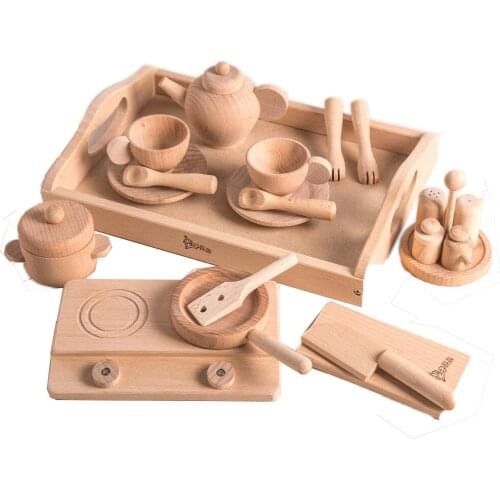 Young children over the home cooking building blocks toy fruit cut cut lot boys and girls pure wood high-end tableware set