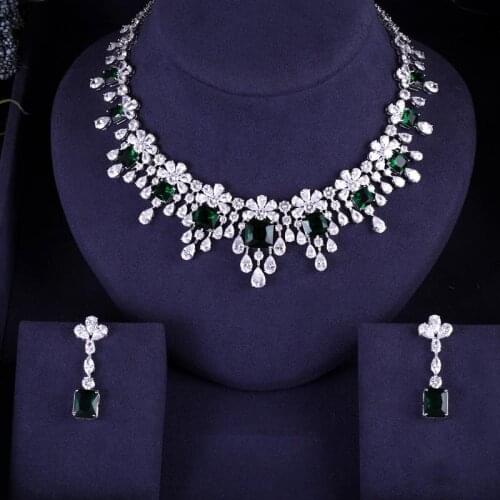 Jankelly luxury 2pcs Bridal Zirconia Jewelry Sets For Women Party, Luxury Dubai Nigeria CZ Crystal Wedding Jewelry Sets