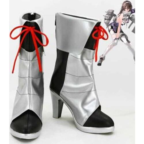 Kantai Collection Fleet Girls Ashigara Silver & Black Cosplay Boots Shoes Women Cosplay Costume Party Shoes Custom Made Boots
