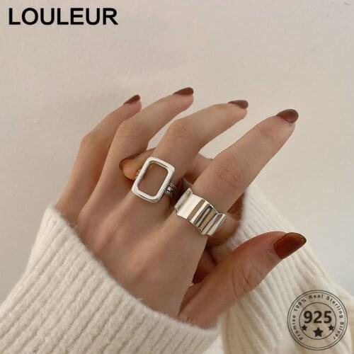 LouLeur Fashion 925 Sterling Silver Ring Irregular Geometry Rings For Women Jewelry Adjustable Ring 2021 Trend Silver 925 Jewel