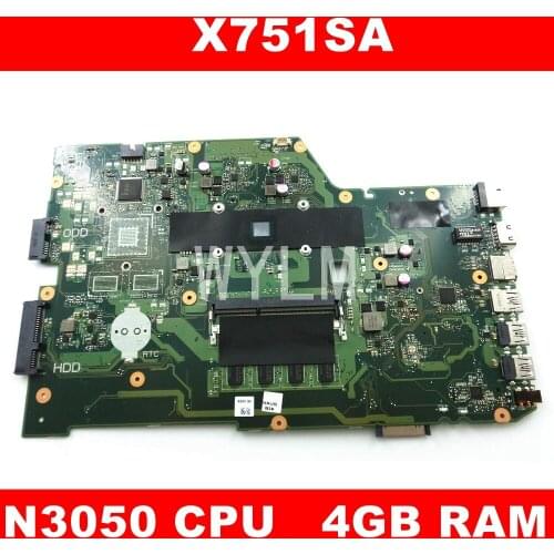 X751SA motherboard N3050 CPU DDR3L 4GB RAM For ASUS X751S X751SA X751SV Laptop mainboard 90NB07M0-R00050 Tested free shipping