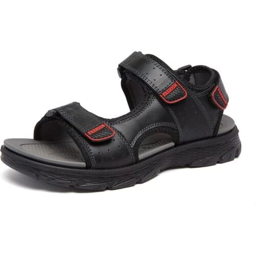 Jumpmore Cow Leather Sandals Men Holiday Breathable Outdoor Beach Shoes Size 38-46