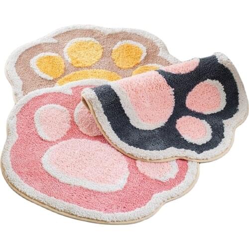 Soft Cute Cat Paw Water-absorbing floor mat Long plush Cat Paw Floor Mat Pets Sleeping Mat Warm Playmat for Dog gift house Decor