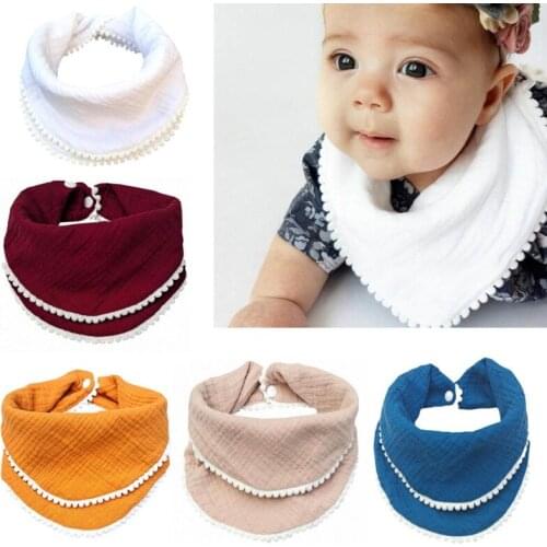 Newborn Baby Bibs Cotton Tassel Saliva Feeding Towel Double Layer Triangle Scarf Bandana Bib for Boys Girls