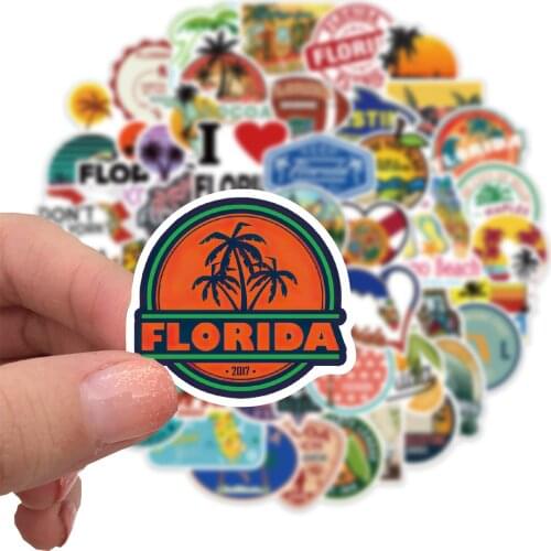 50Pcs/Set Florida Outdoor Scenery Stickers Waterproof Sticker For Skateboard Laptop Bottle Luggage Phone Car Decal Kids Gifts