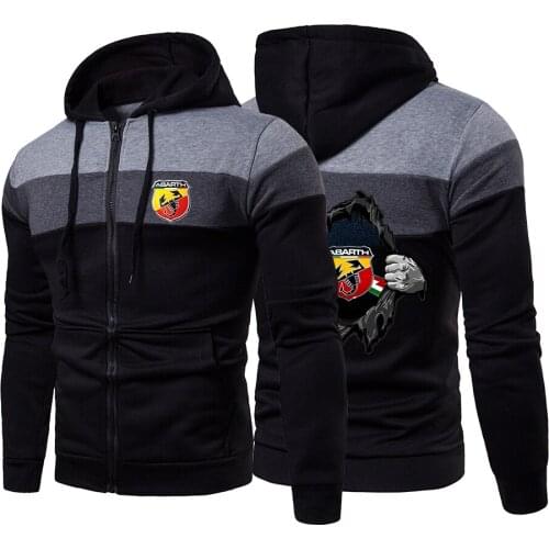 2021 New Abarth Scorpion Logo Spring Autumn Men Zipper Hooded Sweatshirt High Quality Splicing Hip Hop Comfortable Harajuku Tops