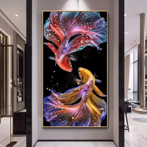 Full Square Diamond Painting Colorful Fish 5D DIY Diamond Embroidery Diamond Mosaic Home Decor Cross Stitch Kits