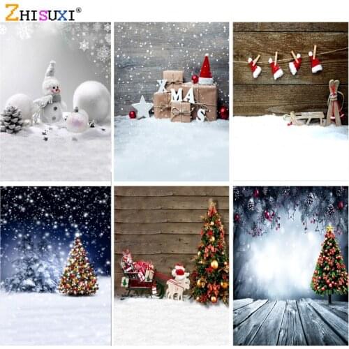 SHUOZHIKE Christmas Theme Photography Background Snowman Christmas tree Children Backdrops For Photo Studio Props 21622 SLSD-01