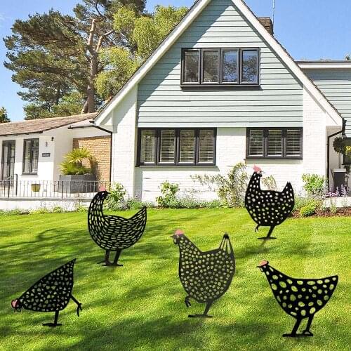 Garden Backyard Lawn Decor Easter Chicken Metal Hen for Easter Gardening Ornaments Iron Yard Art Acrylic Statue Decoration