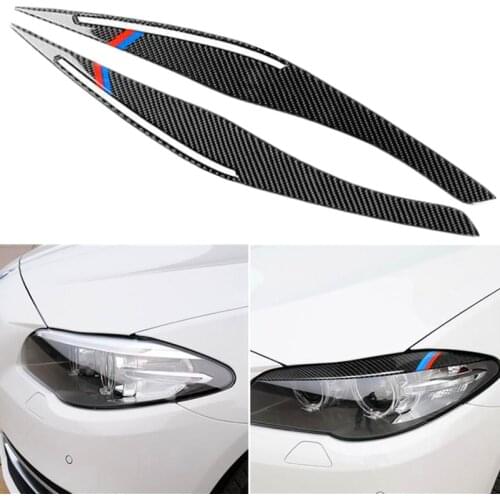 Car Headlight Tabs Carbon Fiber Accessories Trim Auto Decoration For BMW 5 Series F18 F10 520li 1 Pair