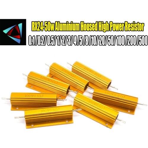 RX24 100W Aluminium Housed High Power Resistor Metal Shell Heatsink 0.1 0.2 0.5 1 2 3 4 5 8 10 20 50 100 200 500 ohm Resistance