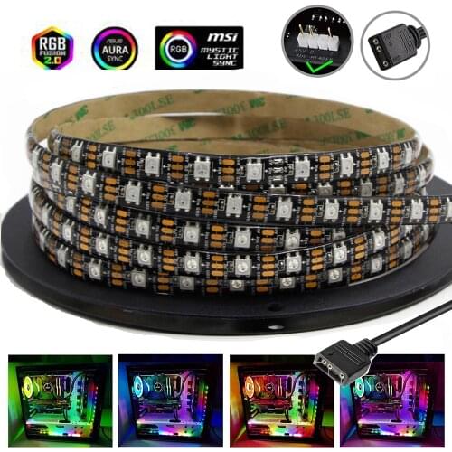 WS2812B RGB LED Strip (5V 3 Pin Addressable LED Headers) for ASUS AURA SYNC / MSI Mystic Light Sync / GIGABYTE RGB Fusion 2.0