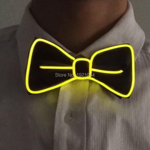 YEAHUI Brand Design Flashing Bow Tie EL Product EL Wire Bow Tie with Steady on Inverter For Glow Wedding Party Supplies