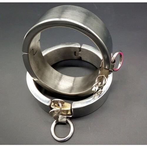 Stainless Steel Lockable Leg Ankle Cuffs BDSM Bondage Adult Games Footcuffs Slave Restraints Torture Sex Toys For Woman Men