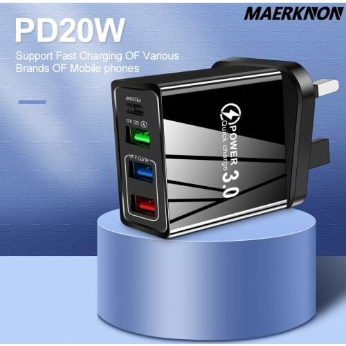 PD USB Charger Quick Charge 3.0 3 Ports USB Type C Fast Charger For iPhone 12 X Xs 8 Plus Xiaomi Samsung Huawei Phone PD Charger