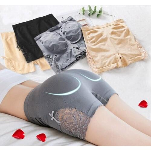 Women Female Sexy Lace Mid-Waist Safety Pants Ladies Summer Soft Breathable Seamless Thin Shorts Ruffled Agaric Hem Underwear