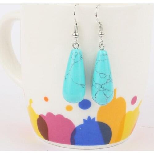 Hot Wholesale Earrings Jewelry Gift for Women Handmade Natural Stone Drop-shaped Earrings Quartz Tiger Eye Rose Stone 20 Color