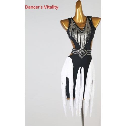 Latin Dance Professional Clothes for Women Latin Dress High-End Custom Fringe Dress Stones Dance Wear Latin Compeitition Outfit
