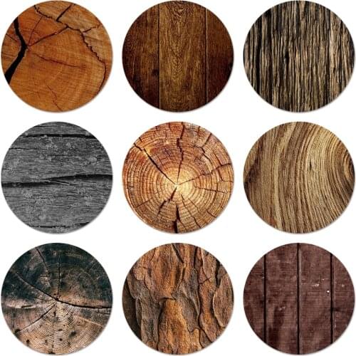 58mm Classical Texture wood Icons Pins Badge Decoration Brooches Metal Badges For Backpack Decoration