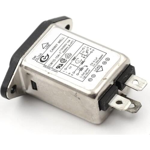 1PCS EMI RFI Filter AC 250V 10A CW1D-10A-T Suppressor Power Line Noise Filter
