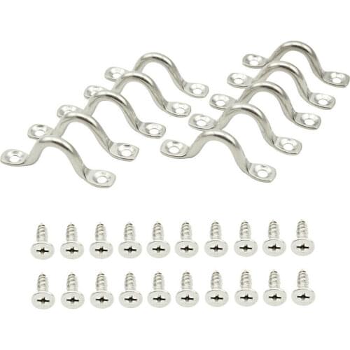 10pcs Stainless Steel Bimini Boat Top Pad Eye Straps Kayak Deck Loops Tie Down