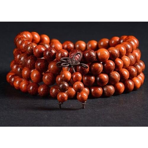 108 *0.8cm 0.6cm Rosewood Prayer Beads Tibetan Buddhist Mala Buddha Bracelet Rosary Wooden Bangle Men Women Yoga Jewelry