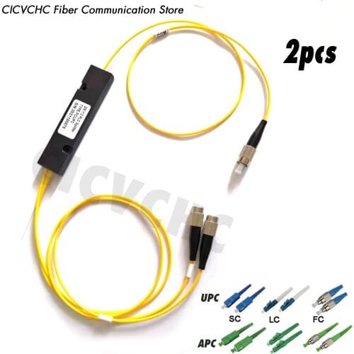 2 pcs PLC Splitter -1x2- Mini Modules- SC, FC or LC Connector-0.5m pigtail-2.0mm loose tube/Optical Fiber