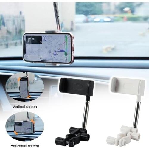 360-degree Rotation Foldable Telescopic Mobile Phone Holder Car Phone Holder Rearview Mirror Front Seat Snap-on Phone Holder New